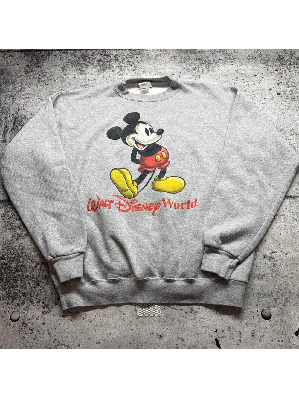 Vintage 90s Mickey Mouse Walt Disney World Crewneck Sweatshirt Gray XXL USA made